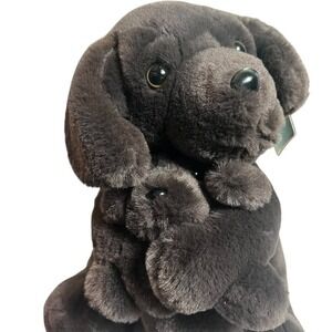 FAO Schwarz Cub Cuddles Mommy & Baby Brown Chocolate Lab Labordor Dog Plush NWT